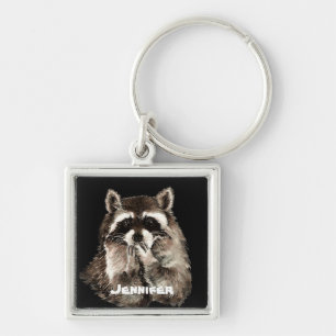 Porte-clés Cute Raccoon souffler des baisers Humour Nom perso