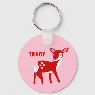 Porte-clés Cute Red Deer Valentine's Day Personnalisé
