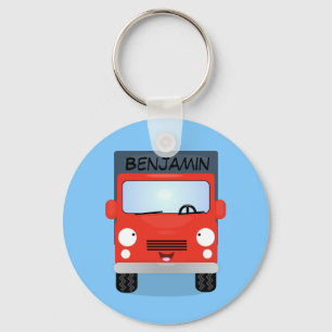 Porte-clés Cute red kawaii truck cartoon illustration