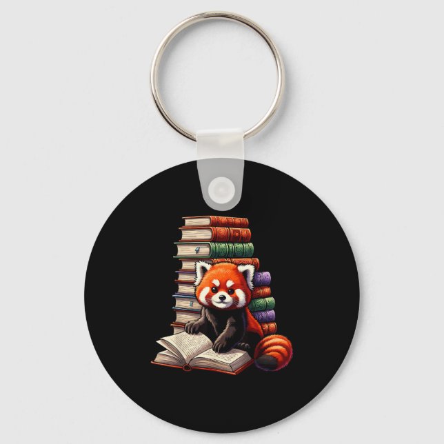 Porte-clés Cute Red Panda Reading Book Animal Bookworm  (Recto)