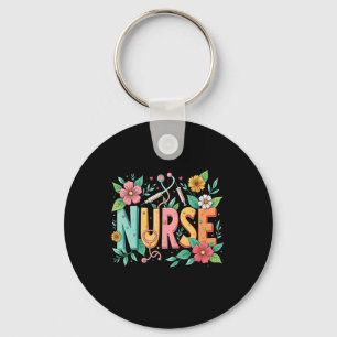 Porte-clés Cute Retro Super Infirmière Fleur Infirmière 0ct9j