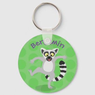 Porte-clés Cute ring tail lemur dancing cartoon illustration