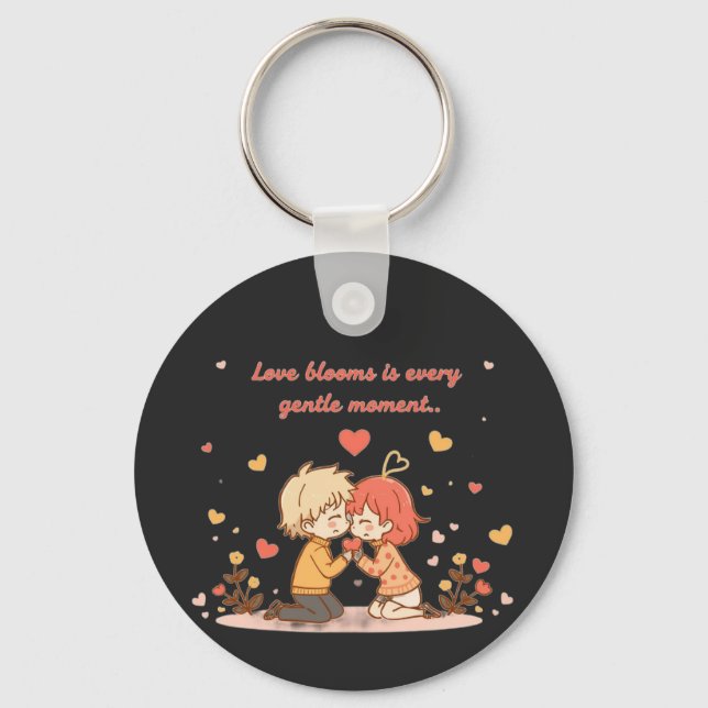 Porte-clés Cute Romantic Anime Couple - Love Moment (Recto)