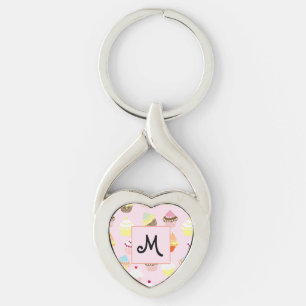 Porte-clés Cute Rose Personnalisé Dessert Cupcake