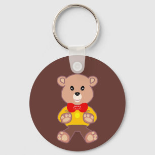 Porte-clés Cute rouge Bowtie Beige Teddy Ours Brown