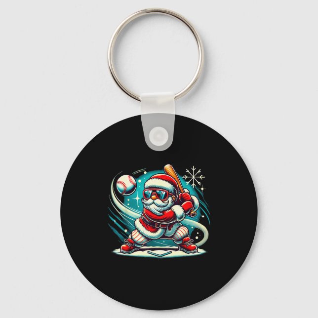 Porte-clés Cute Santa Claus Playing Baseball Boys Kids Teens  (Recto)