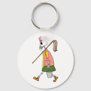 Porte-clés Cute Squelette Nettoyant Femme Mop & Pail