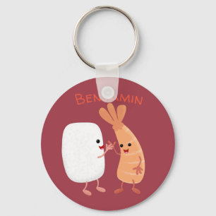 Porte-clés Cute sushi rice prawn friends cartoon