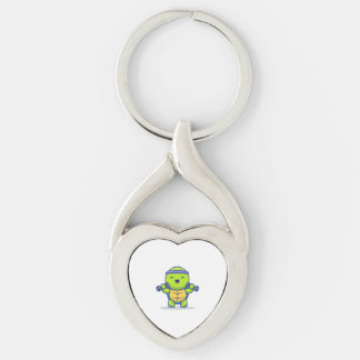 Porte-clés Cute Turtle Lifting Dumbbells Cartoon Illustration