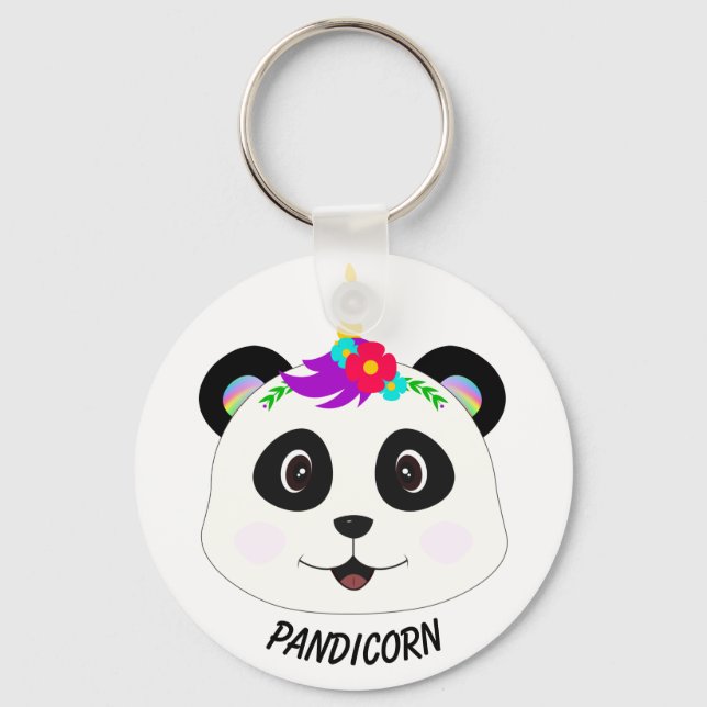 Porte-clés Cute Whimsical Panda Unicorn Pandicorn (Recto)