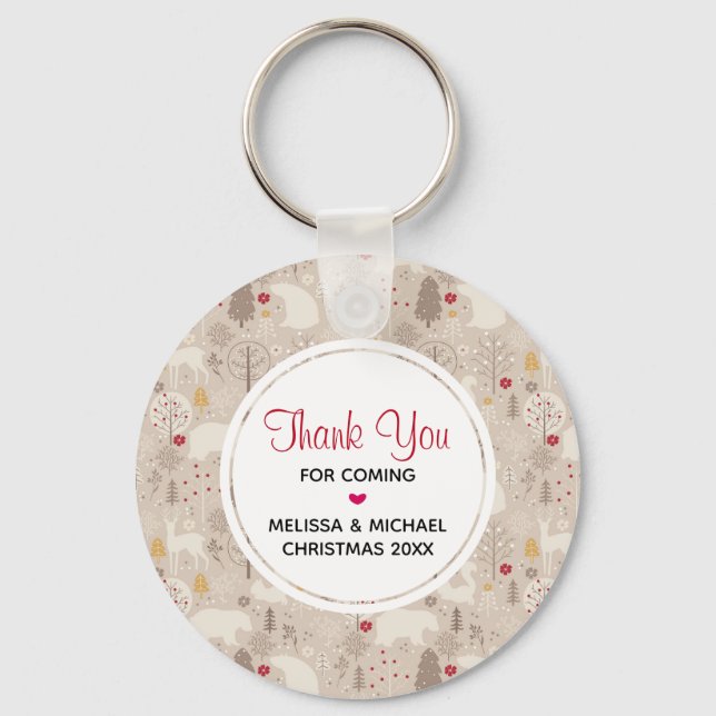 Porte-clés Cute Woodland Animaux Motifs nordiques Merci (Recto)