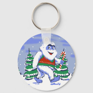 Porte-clés Cute yeti christmas in forest