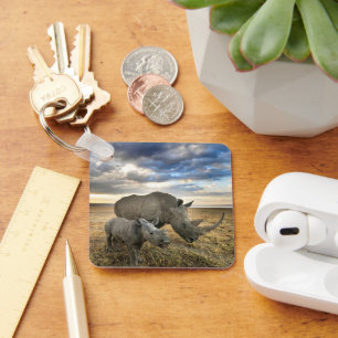 Porte-clés Cutest Baby Animals White Rhino & Calf