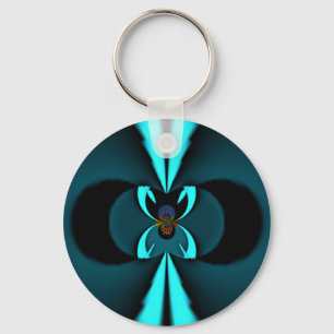 Porte-clés Cyan et Black Abstrait Art Print