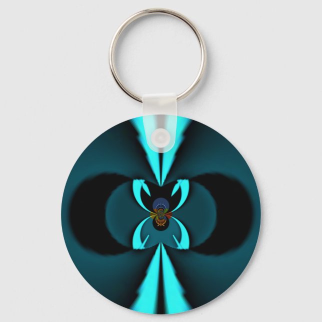 Porte-clés Cyan et Black Abstrait Art Print (Recto)