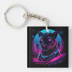 Porte-clés Cyberpunk Neon Black Panther