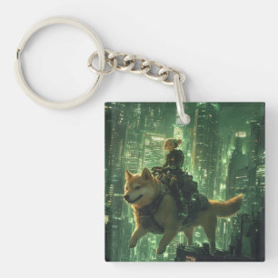 Porte-clés Cyberpunk Shiba Waifu Porte - clé de cristaux