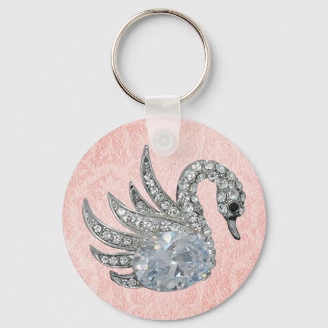 Porte-clés Cygne à bijoux rose porte - clé (017-003) (Recto)
