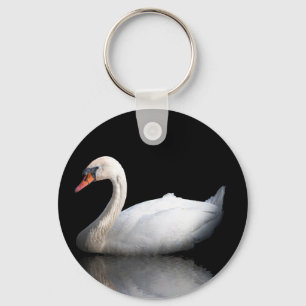 Porte-clés Cygne blanc sur noir