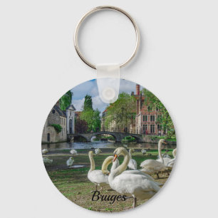 Porte-clés Cygnes blancs dans le centre de Bruges