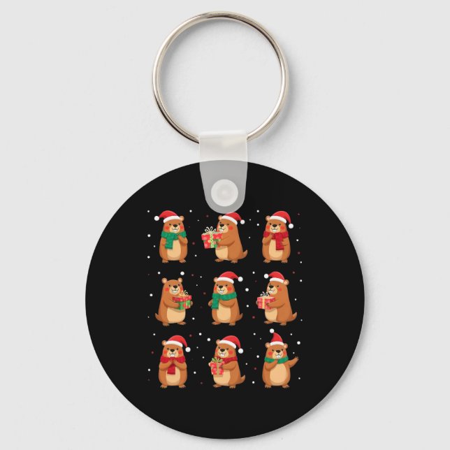 Porte-clés Cypybaras Noël Santa Hat drôle Cypybara Lover (Recto)