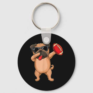 Porte-clés Dabbing Chiot Carlin Lunettes de Football Mignon -