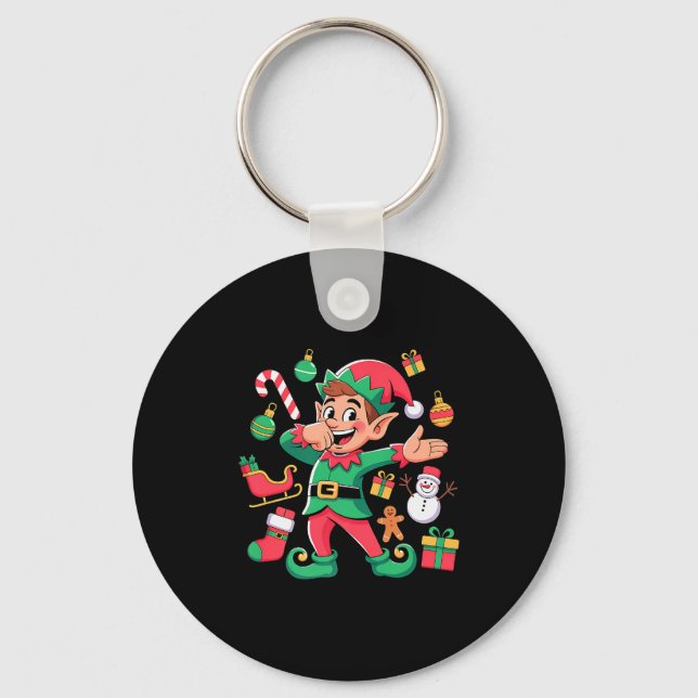Porte-clés Dabbing Elf Santa Sleigh Snowman Funny Dabbing Chr (Recto)