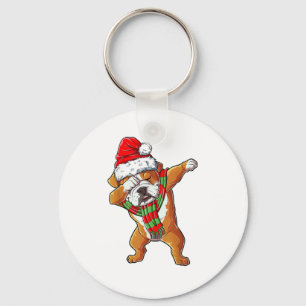 Porte-clés Dabbing English Bulldog Père Noël Cadeaux de Noël