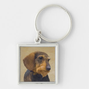 Porte-clés Dachshund (À poils durs) Peinture Dog Art origina
