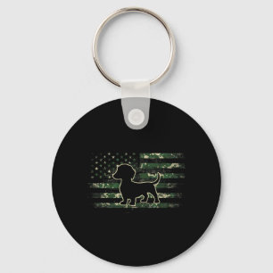 Porte-clés Dachshund Camouflage Drapeau Américain USA Teckel