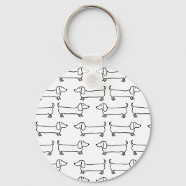 Porte-clés Dachshund en noir blanc