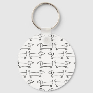 Porte-clés Dachshund en noir blanc