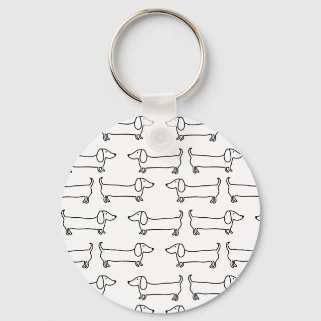Porte-clés Dachshund en noir blanc (Recto)