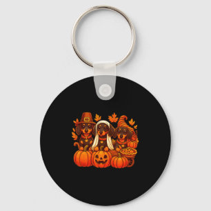 Porte-clés Dachshund saucisson chien de Thanksgiving citrouil