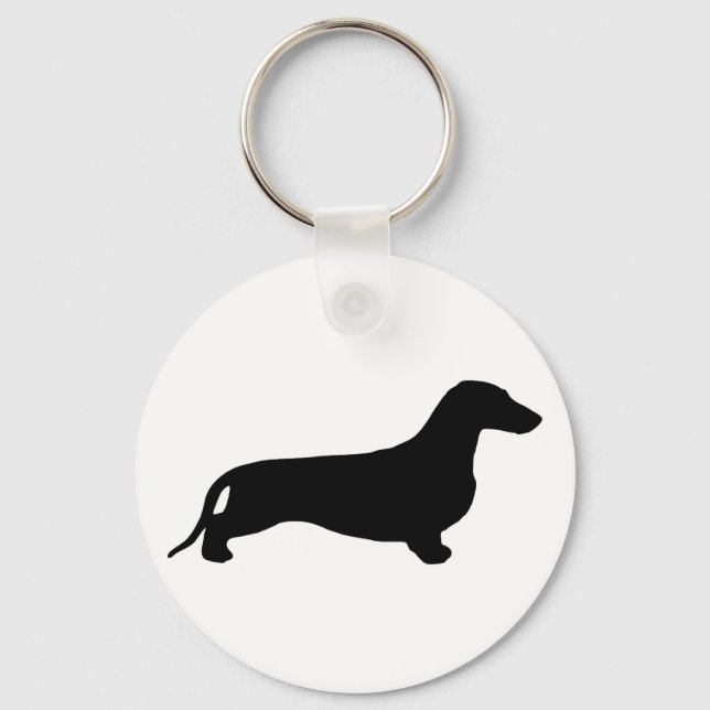 Porte-clés Dachshund silhouette noire + vos idées (Recto)