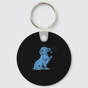 Porte-clés Dachshund soufflant des vœux pissenlit amoureux d'