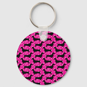 Porte-clés Dachshunds Pink Polka