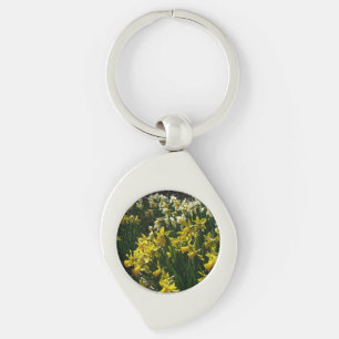 Porte-clés Daffodiles jaunes et blancs Fleurs de printemps