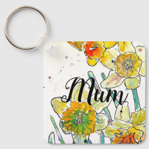 Porte-clés Daffodique Aquarelle Fleur art Anniversaire Mum Go