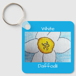 Porte-clés Daffodique blanc bleu azur
