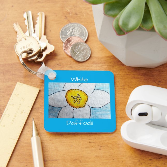 Porte-clés Daffodique blanc bleu azur (Bureau)