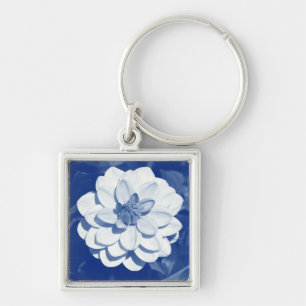 Porte-clés Dahlia - Cyanotype numérique