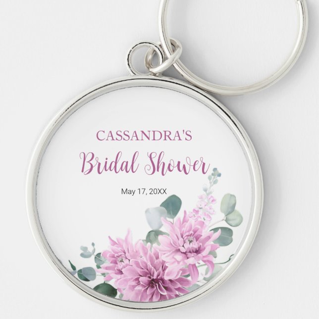 Porte-clés Dahlias Violets Eucalyptus Verdure Shower de Marié (Devant)