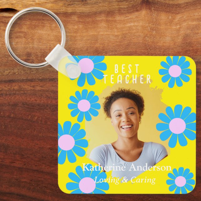 Porte-clés Daisy Best Teacher Photo Bright Jaune (Recto)