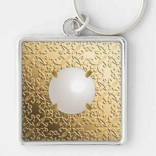 Porte-clés Damas d'or avec une perle imitation mabe