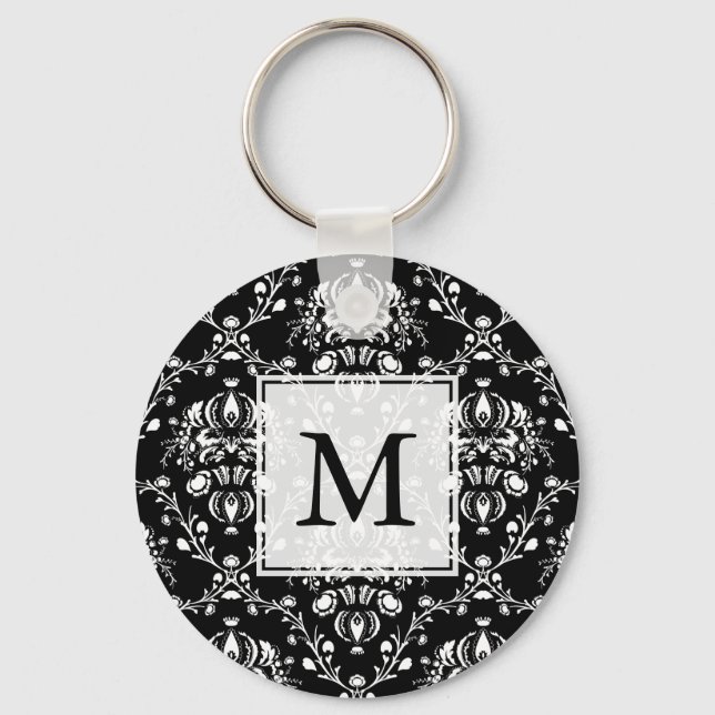 Porte-clés Damas personnalisées noir et blanc (Recto)