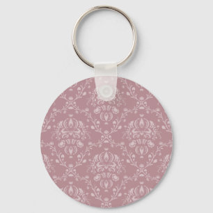 Porte-clés Damas violet et blanc
