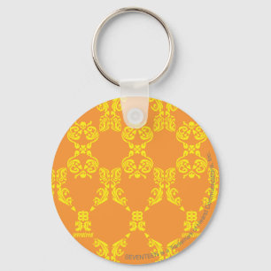 Porte-clés Damassé jaune-orange
