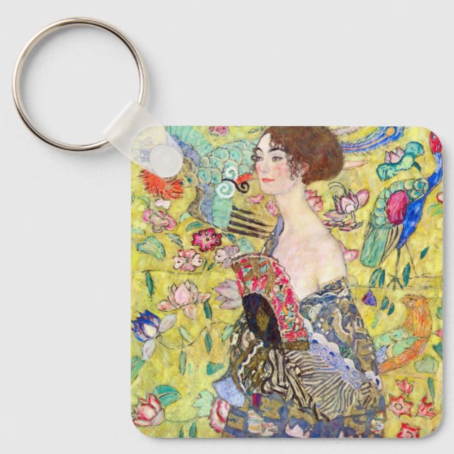 Porte-clés Dame avec ventilateur par Gustav Klimt, Japonisme  (Recto)