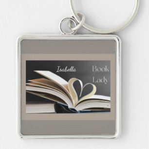 Porte-clés Dame du Livre, Cadeau Personnalisé de Lecture pour